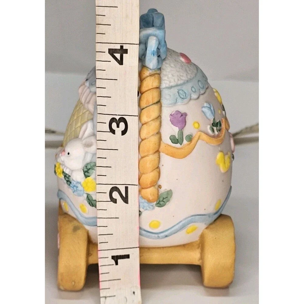 Hand Painted Easter Egg Train 3 Piece Set, Hand Painted Porcelain - Vtg‎